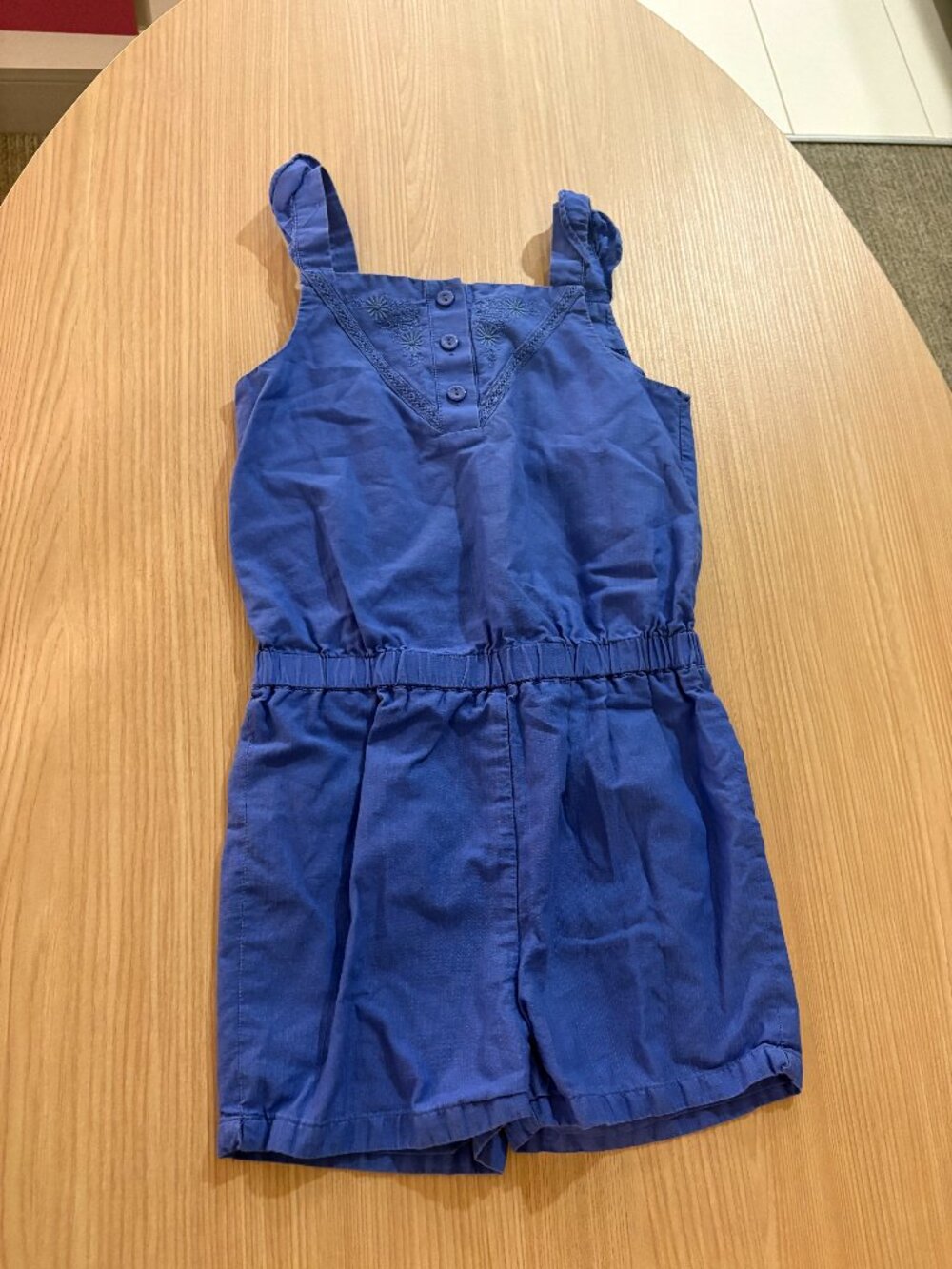 Janie and Jack Romper 6 Royal Blue Pull On Elastic Waist 100% Cotton Sleeveless